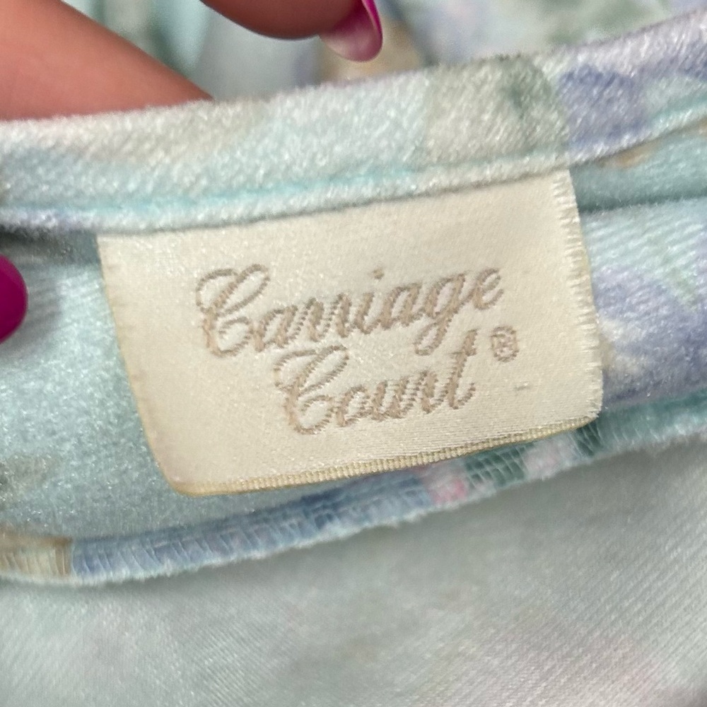Carriage Court Blue Floral Button Front Nightgown Petite Cozy Flannel House Robe - Picture 3 of 11